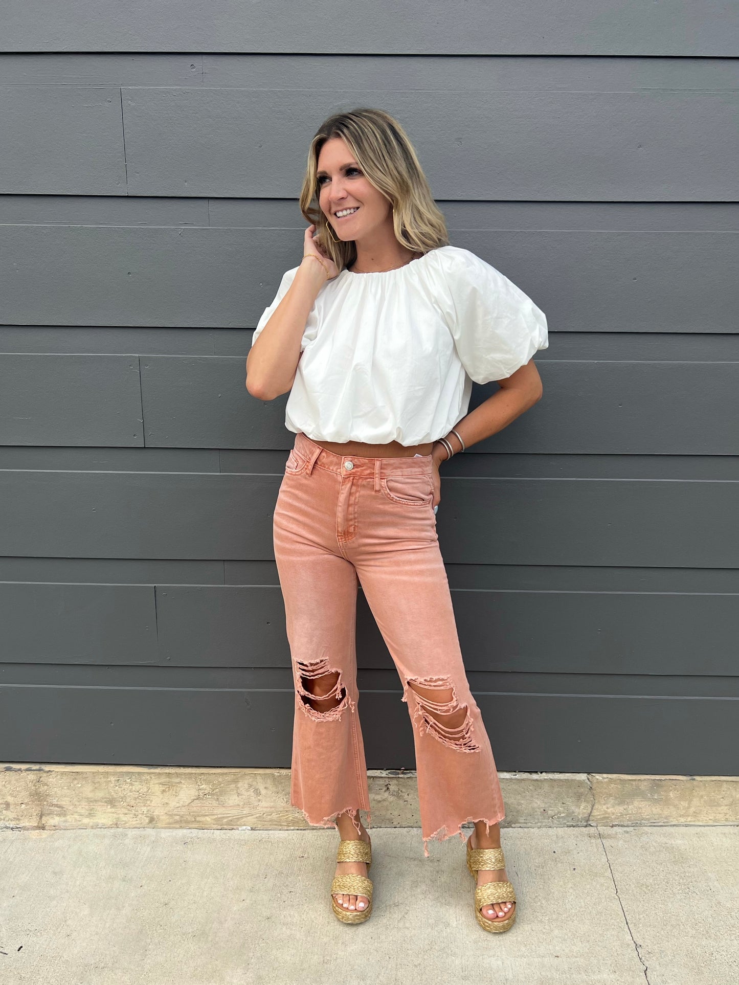 90's Vintage Crop - Peach
