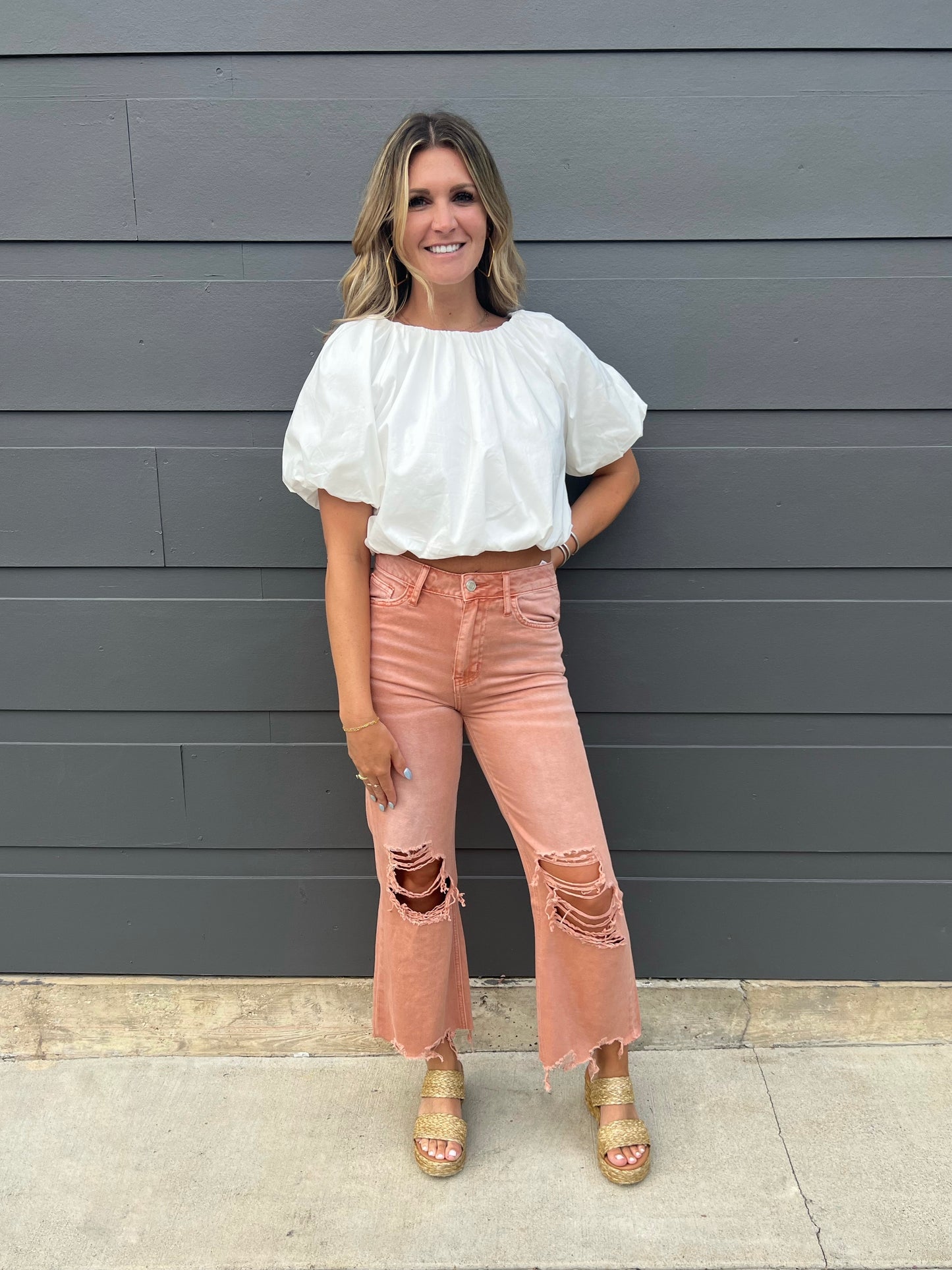 90's Vintage Crop - Peach