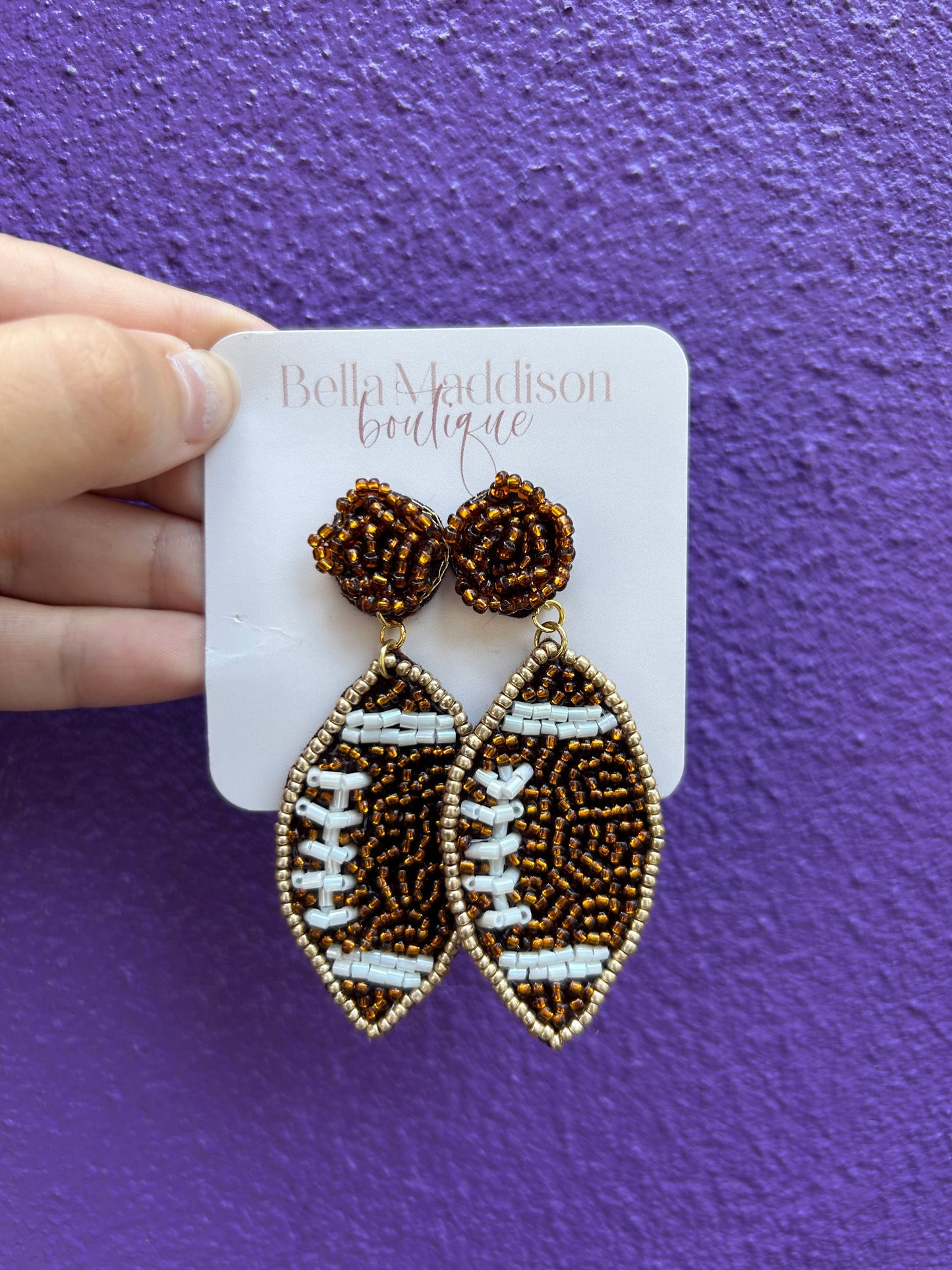 Beaded Football Earring