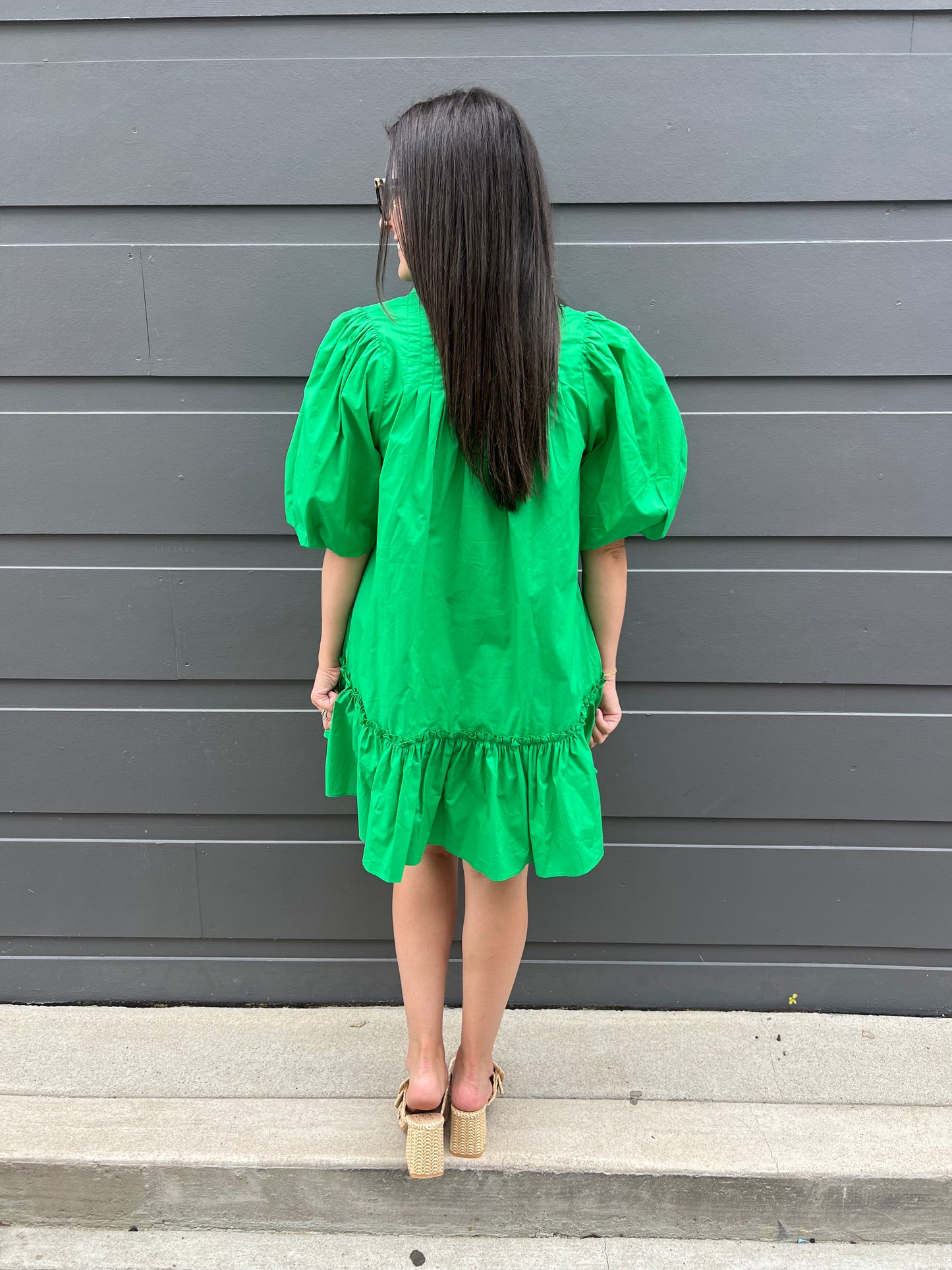 Kelly Green Poplin Mini Dress