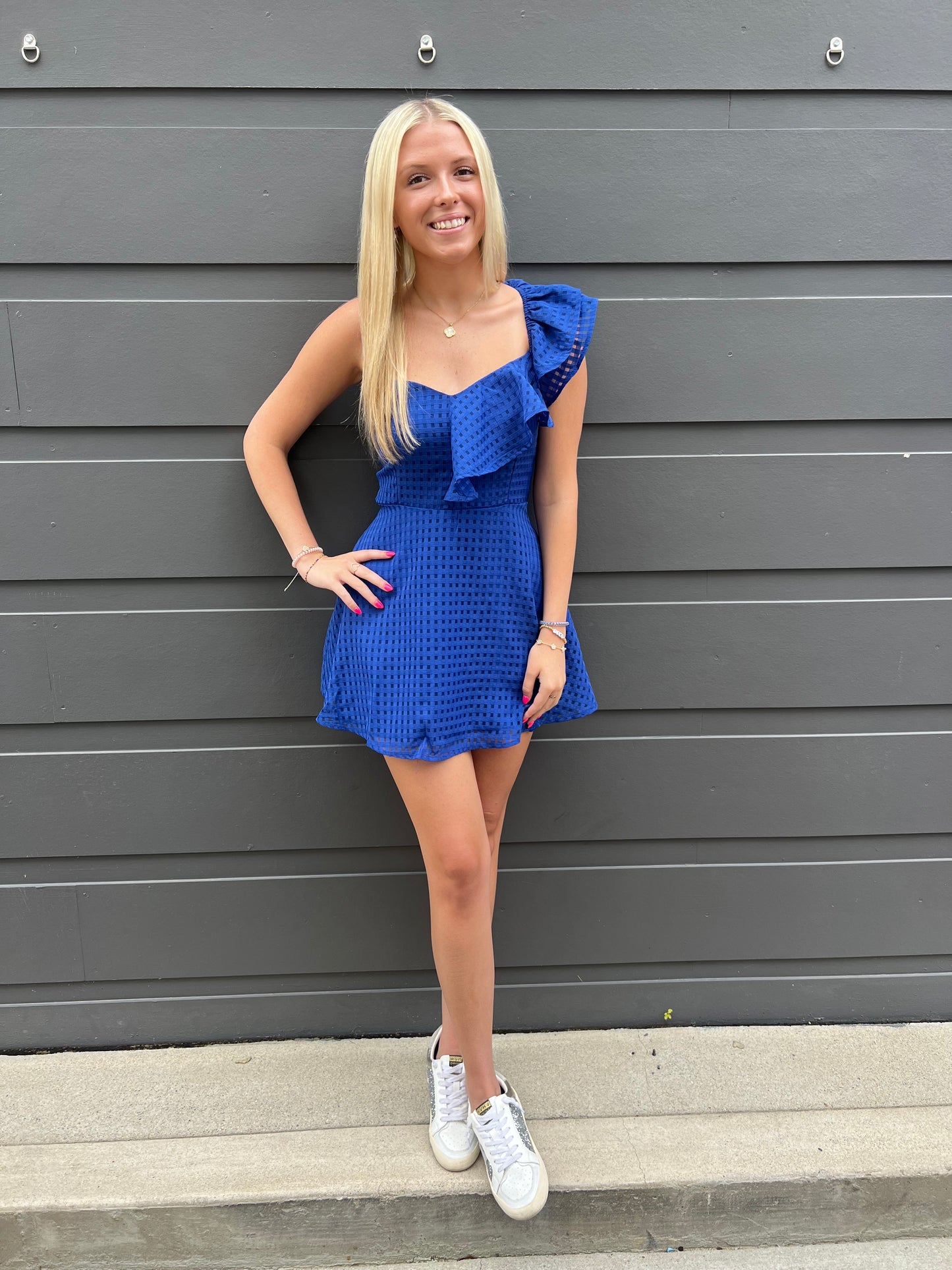 Blue Check Mini Dress