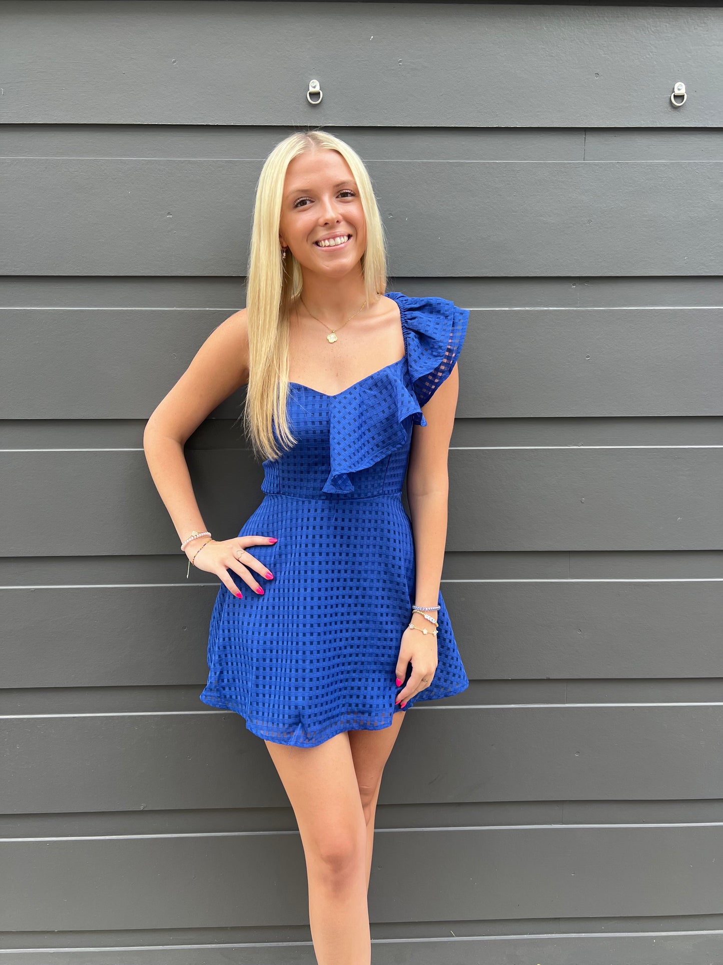 Blue Check Mini Dress